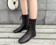 画像7:  women's British wind Martin boots leather flat bottom  boots レザーレースアップブリティッシュショートブーツ ブーティ  (7)