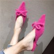 画像5: women's pointed suede bow  low heel stiletto fashion half slippers shoes ポインテットハーフ ローヒールハーフ パンプスシューズ 　ミュール (5)