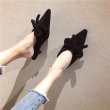 画像6: women's pointed suede bow  low heel stiletto fashion half slippers shoes ポインテットハーフ ローヒールハーフ パンプスシューズ 　ミュール (6)