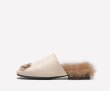 画像2: women's rabbit hair baotou hairy half slippers fur flat shoes  メタル＆ラビットファー付きシンプルラビットウサギファーフラットハーフパンプスシューズ 　　サンダル (2)