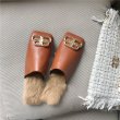 画像6: women's rabbit hair baotou hairy half slippers fur flat shoes  メタル＆ラビットファー付きシンプルラビットウサギファーフラットハーフパンプスシューズ 　　サンダル (6)