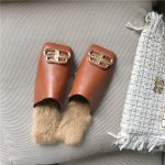 画像6: women's rabbit hair baotou hairy half slippers fur flat shoes  メタル＆ラビットファー付きシンプルラビットウサギファーフラットハーフパンプスシューズ 　　サンダル (6)