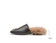 画像4: women's rabbit hair baotou hairy half slippers fur flat shoes  メタル＆ラビットファー付きシンプルラビットウサギファーフラットハーフパンプスシューズ 　　サンダル (4)