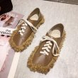 画像4:  women's Flat lace-up shoes with fur sneakers　ファー付きフラットレースアップシューズ スニーカースニーカー　 スリッポン (4)