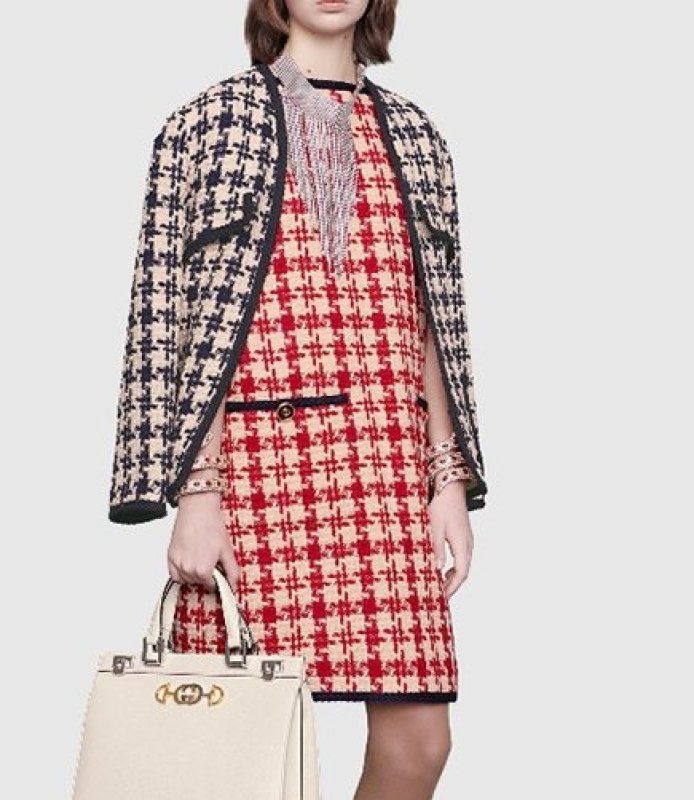 画像2: Women's   new retro was thin houndstooth woven cardigan thick tweed jacket  coat  ツイードVネックノーカラージャケット コート  (2)