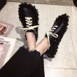 画像5:  women's Flat lace-up shoes with fur sneakers　ファー付きフラットレースアップシューズ スニーカースニーカー　 スリッポン (5)