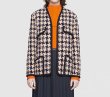 画像3: Women's   new retro was thin houndstooth woven cardigan thick tweed jacket  coat 　ツイードVネックノーカラージャケット　コート　 (3)