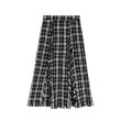 画像1:  women's  high waist tassel plaid woolen French retro long section skirt　ハイウエストタッセルチェック柄ウールフランスレトロロングスカート (1)