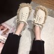 画像9:  women's Flat lace-up shoes with fur sneakers　ファー付きフラットレースアップシューズ スニーカースニーカー　 スリッポン (9)