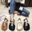 画像3:  women's Flat lace-up shoes with fur sneakers　ファー付きフラットレースアップシューズ スニーカースニーカー　 スリッポン (3)