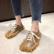 画像6:  women's Flat lace-up shoes with fur sneakers　ファー付きフラットレースアップシューズ スニーカースニーカー　 スリッポン (6)