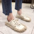 画像7:  women's Flat lace-up shoes with fur sneakers　ファー付きフラットレースアップシューズ スニーカースニーカー　 スリッポン (7)