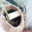 画像13:  woman’ small hair ring bag tassel evening bag handbag リアルダチョウ羽リングミニバック　トートバック　チェーン付き２WAY ハンドバック (13)