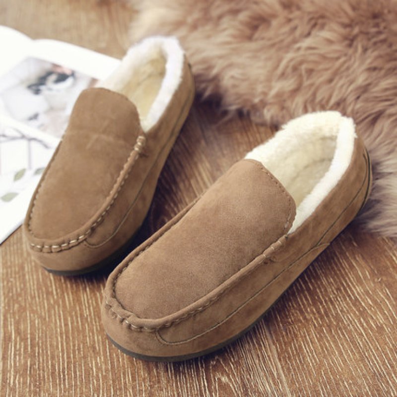 画像5: Men's Flat Leather Slip-on fur warm shoes Sneakers スエードフラットウォームスリッポン スニーカー (5)