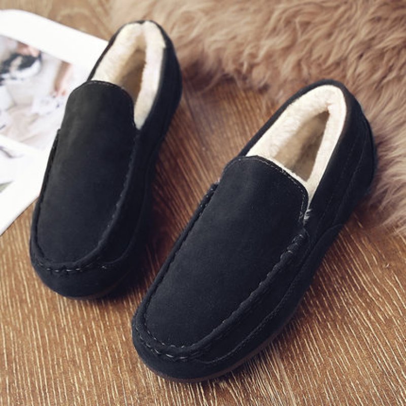 画像4: Men's Flat Leather Slip-on fur warm shoes Sneakers スエードフラットウォームスリッポン スニーカー (4)
