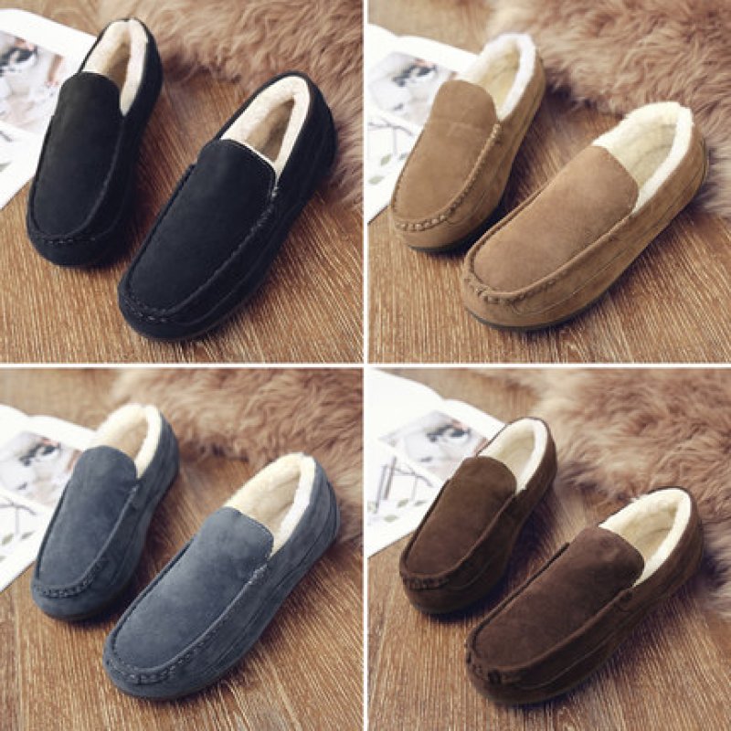 画像10: Men's Flat Leather Slip-on fur warm shoes Sneakers スエードフラットウォームスリッポン スニーカー (10)