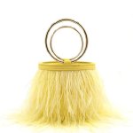 画像6:  woman’ small hair ring bag tassel evening bag handbag リアルダチョウ羽リングミニバック　トートバック　チェーン付き２WAY ハンドバック (6)