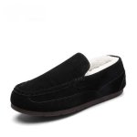画像1: Men's Flat Leather Slip-on fur warm shoes Sneakers　スエードフラットウォームスリッポン　スニーカー (1)