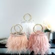 画像14:  woman’ small hair ring bag tassel evening bag handbag リアルダチョウ羽リングミニバック　トートバック　チェーン付き２WAY ハンドバック (14)