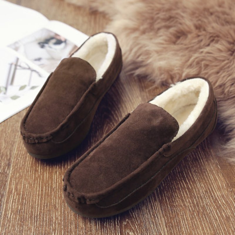 画像3: Men's Flat Leather Slip-on fur warm shoes Sneakers スエードフラットウォームスリッポン スニーカー (3)