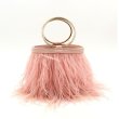 画像7:  woman’ small hair ring bag tassel evening bag handbag リアルダチョウ羽リングミニバック　トートバック　チェーン付き２WAY ハンドバック (7)