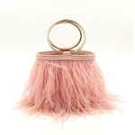 画像7:  woman’ small hair ring bag tassel evening bag handbag リアルダチョウ羽リングミニバック　トートバック　チェーン付き２WAY ハンドバック (7)