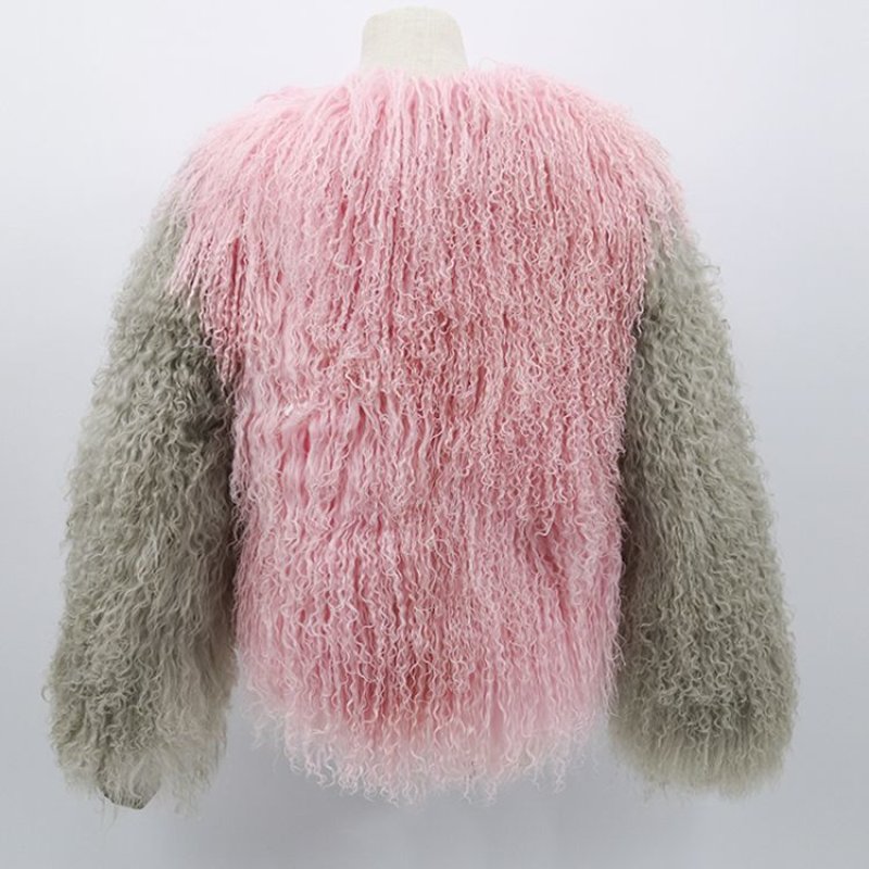 画像7: Women's Mongolian Lamb Real Fur Jacket Outwear jacket  coat  リアルモンゴリアンラムファージャケット コート  (7)