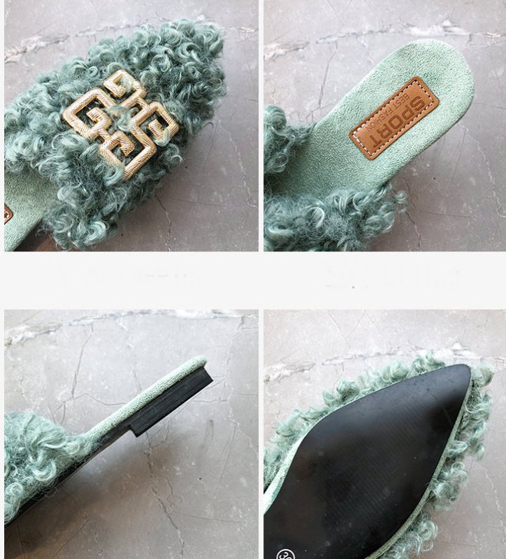 画像10: women's Fleece slippers fur Sandals　ファー付きフラットサンダルパンプス　サンダル (10)