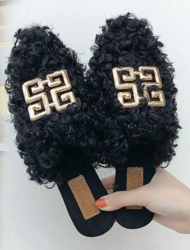 画像6: women's Fleece slippers fur Sandals　ファー付きフラットサンダルパンプス　サンダル (6)