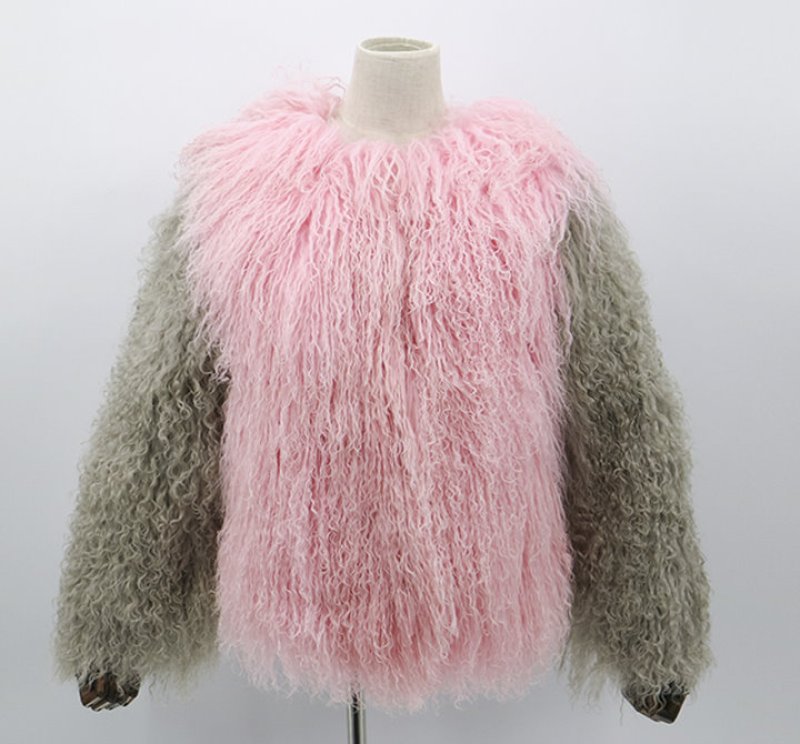 画像2: Women's Mongolian Lamb Real Fur Jacket Outwear jacket  coat  リアルモンゴリアンラムファージャケット コート  (2)