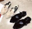 画像5: women's Pumps with back strap fur　ミンク＆ラビットファーファー付きバックストラップフラットパンプスシューズ 　バレーシューズ (5)