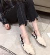 画像8: women's Pumps with back strap fur　ミンク＆ラビットファーファー付きバックストラップフラットパンプスシューズ 　バレーシューズ (8)