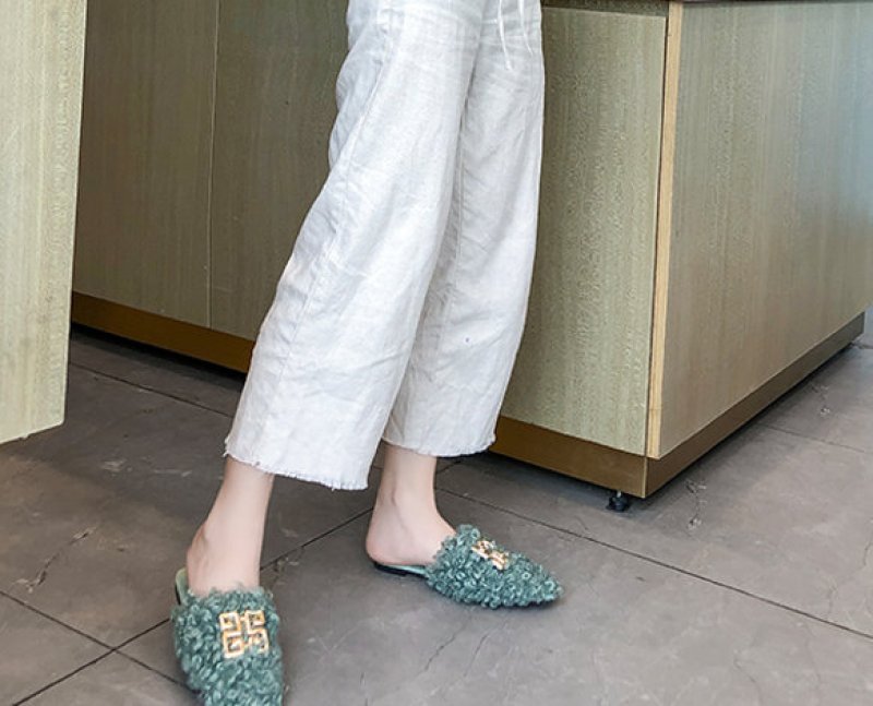 画像8: women's Fleece slippers fur Sandals　ファー付きフラットサンダルパンプス　サンダル (8)