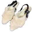 画像2: women's Pumps with back strap fur　ミンク＆ラビットファーファー付きバックストラップフラットパンプスシューズ 　バレーシューズ (2)