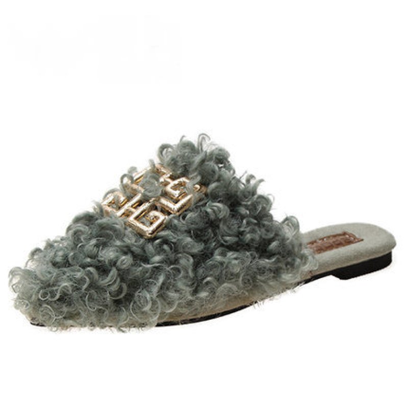 画像3: women's Fleece slippers fur Sandals　ファー付きフラットサンダルパンプス　サンダル (3)