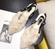 画像6: women's Pumps with back strap fur　ミンク＆ラビットファーファー付きバックストラップフラットパンプスシューズ 　バレーシューズ (6)