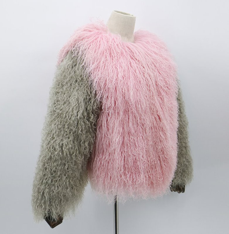 画像8: Women's Mongolian Lamb Real Fur Jacket Outwear jacket  coat  リアルモンゴリアンラムファージャケット コート  (8)