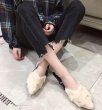 画像3: women's Pumps with back strap fur　ミンク＆ラビットファーファー付きバックストラップフラットパンプスシューズ 　バレーシューズ (3)