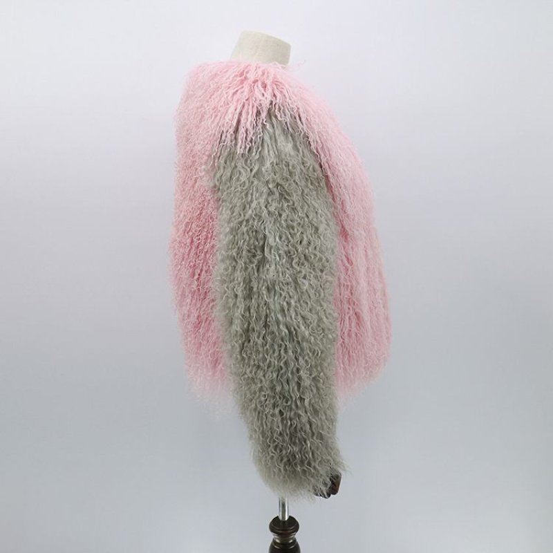 画像9: Women's Mongolian Lamb Real Fur Jacket Outwear jacket  coat  リアルモンゴリアンラムファージャケット コート  (9)