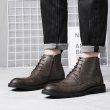 画像8: Men's High-cuts  Martin boots men's Brock leather boots  メンズ イギリス調レザー ハイカットウイングチップ レザーブーツ ロング  (8)