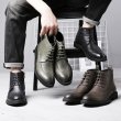 画像9: Men's High-cuts  Martin boots men's Brock leather boots  メンズ イギリス調レザー ハイカットウイングチップ レザーブーツ ロング  (9)