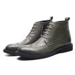 画像2: Men's High-cuts  Martin boots men's Brock leather boots  メンズ イギリス調レザー ハイカットウイングチップ レザーブーツ ロング  (2)