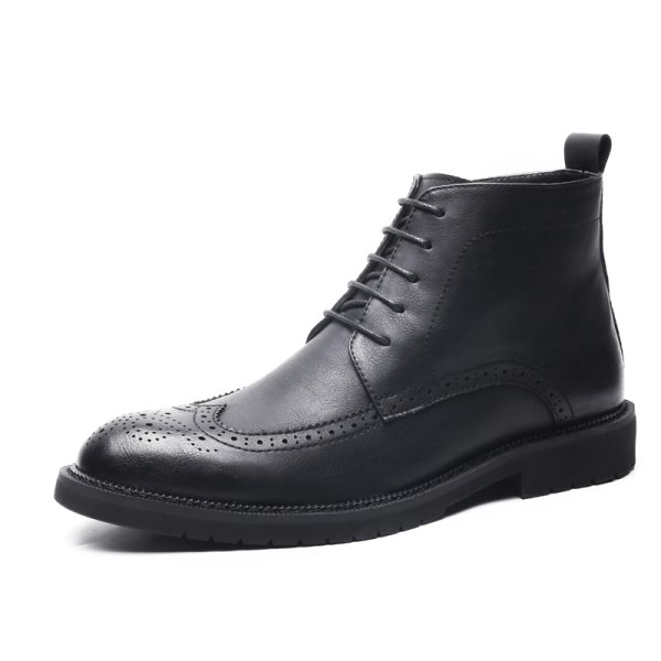 画像1: Men's High-cuts  Martin boots men's Brock leather boots  メンズ イギリス調レザー ハイカットウイングチップ レザーブーツ ロング  (1)