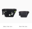 画像10:  woman’s daisy &black embroidered purse chest bags houlder strap cylinder crossbody bag chest bag　デイジー&スマイルにこちゃん刺繍 ブラックシンプルスタイルチェストバッグシングルワイドショルダーストラップシリンダークロスボディバッグチェストバッグ (10)