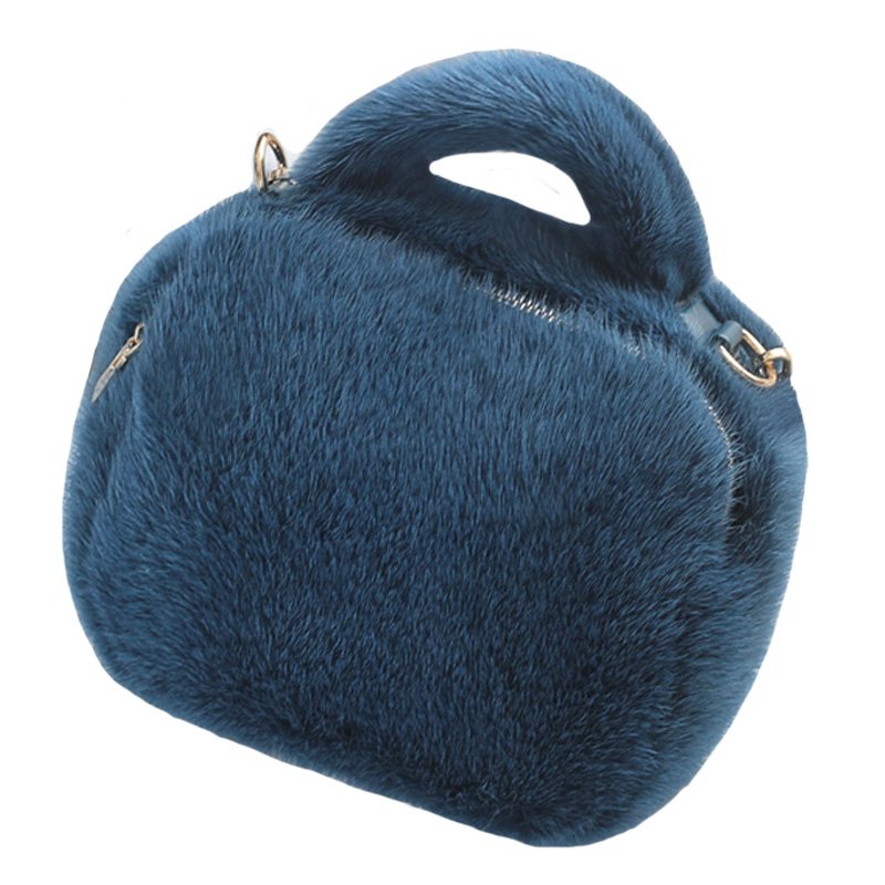 画像2:  woman’s Mink hair small square bag chain Messenger bag leather shoulder portable hand bag ミンクファートートクロスボディショルダースクエアバッグチェストバッグ (2)