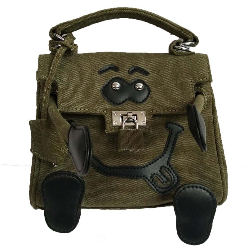 画像10: Woman’s mini canvas little monster smiley Messenger bag wild single shoulder spoof handbag doll bag ミニキャンバスリトルモンスタースマイリーメッセンジャーバッグ　ショルダーバック (10)