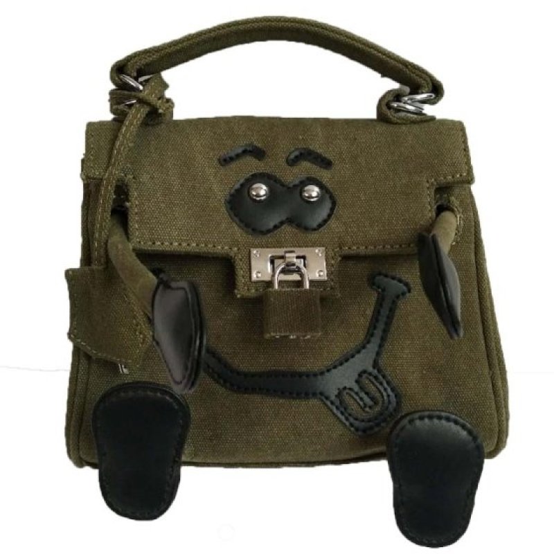 画像1: Woman’s mini canvas little monster smiley Messenger bag wild single shoulder spoof handbag doll bag ミニキャンバスリトルモンスタースマイリーメッセンジャーバッグ　ショルダーバック (1)