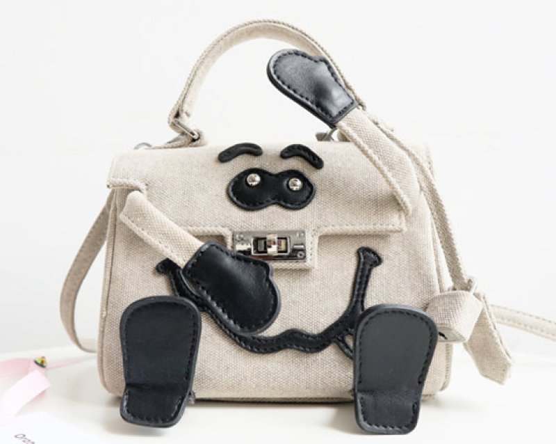 画像5: Woman’s mini canvas little monster smiley Messenger bag wild single shoulder spoof handbag doll bag ミニキャンバスリトルモンスタースマイリーメッセンジャーバッグ　ショルダーバック (5)