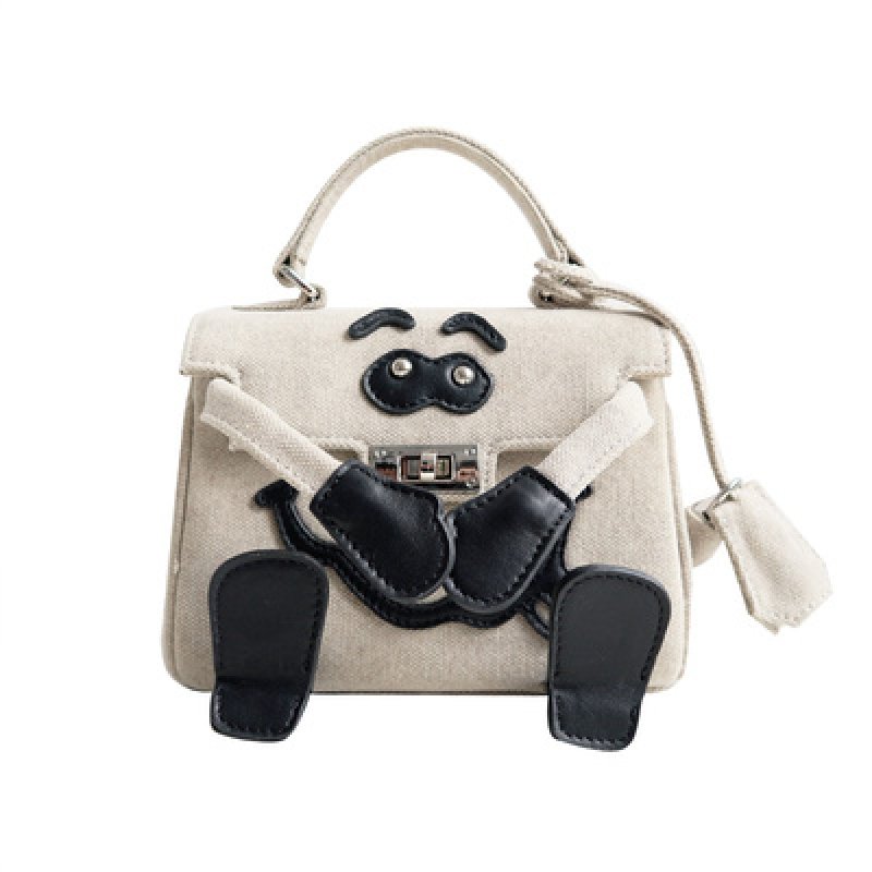 画像2: Woman’s mini canvas little monster smiley Messenger bag wild single shoulder spoof handbag doll bag ミニキャンバスリトルモンスタースマイリーメッセンジャーバッグ　ショルダーバック (2)