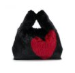 画像6:  woman’s real hair mink hand bag small bag totobag リアルミンクハート柄　ボーダー柄ファートートハンドバック (6)